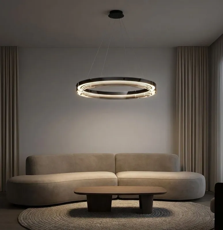 Qyra Contemporary Circular LED Chandelier — Seus Lighting LED Pendant Lights  3000K