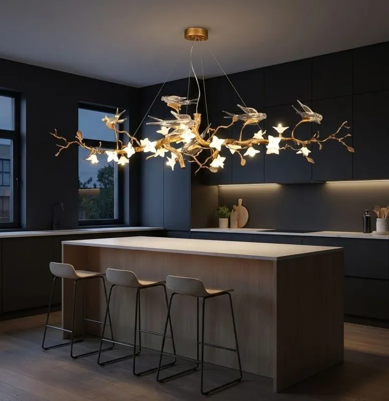 Calyx Bird Branch Chandelier for Dining Room — Seus Lighting LED Pendant Lights  3000K