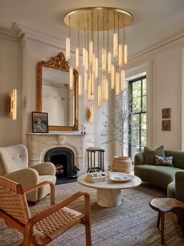 Palix Marble and Brass Chandelier — Seus Lighting LED Pendant Lights  3000K