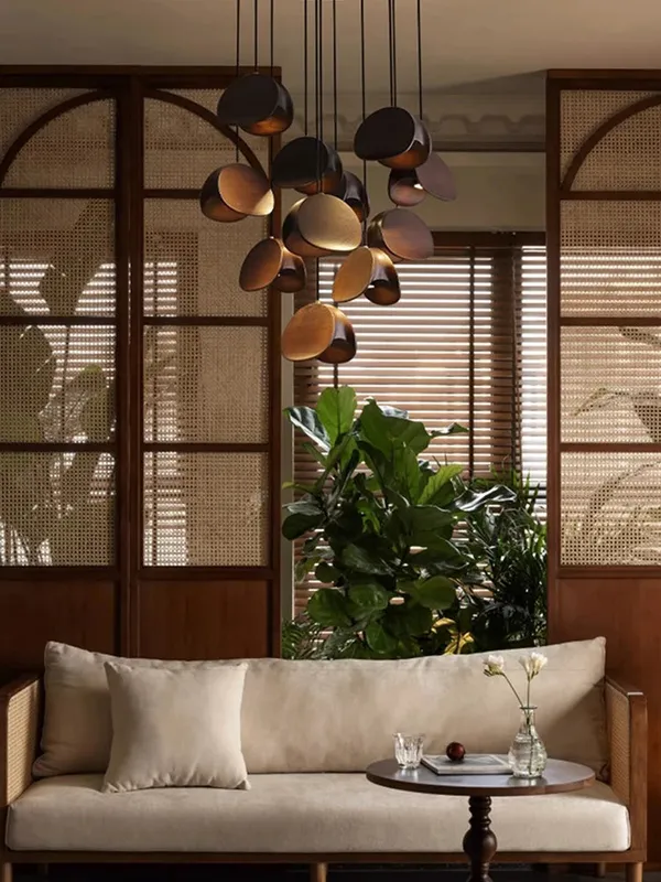 Elor Contemporary Wood Multi Light Pendant — Seus Lighting LED Pendant Lights  3000K