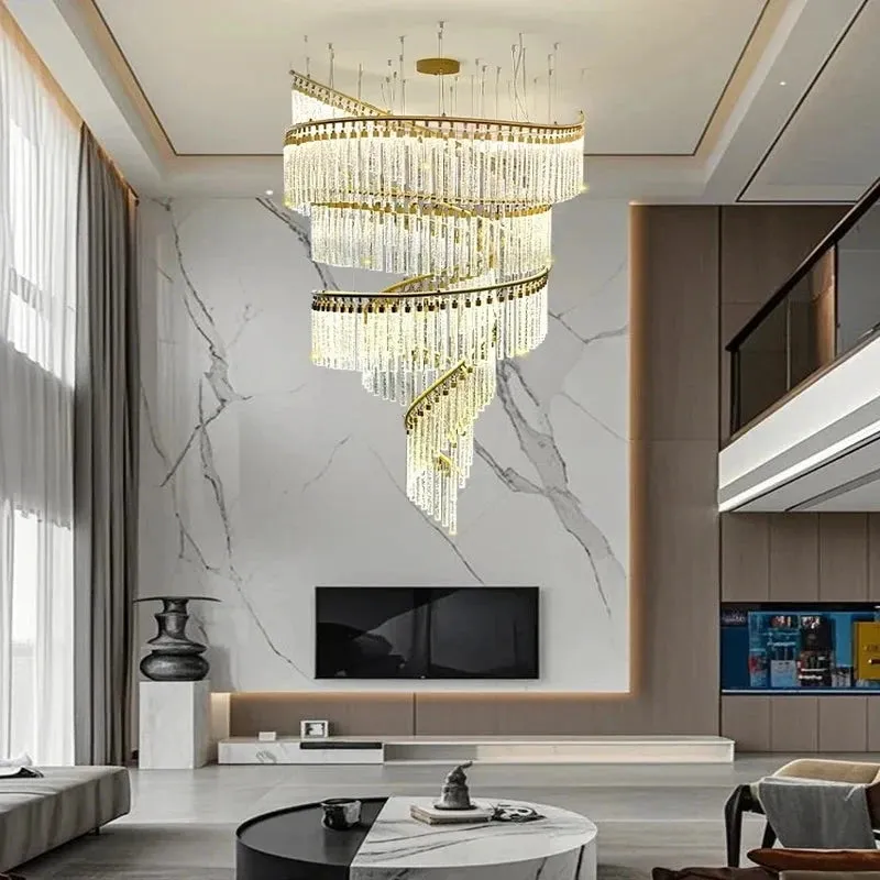 Zaira Spiral Crystal Chandelier — Seus Lighting LED Pendant Lights  