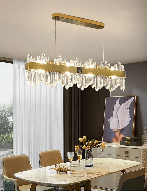 Elune Rectangular Dining Chandelier — Seus Lighting LED Pendant Lights  3000K