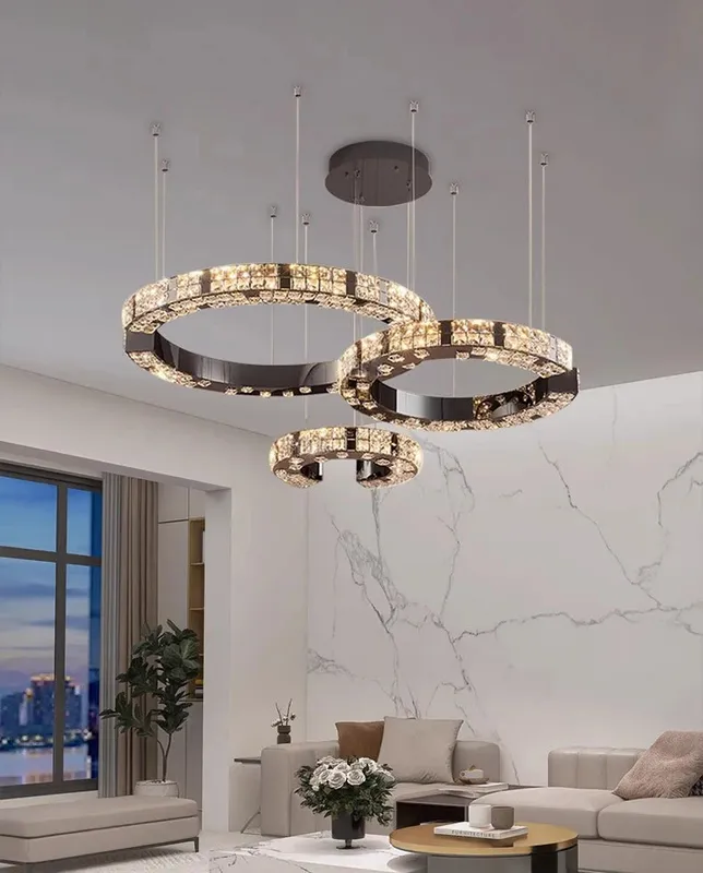 Cosmo Luxury Circle Crystal Chandelier — Seus Lighting LED Pendant Lights  2800K