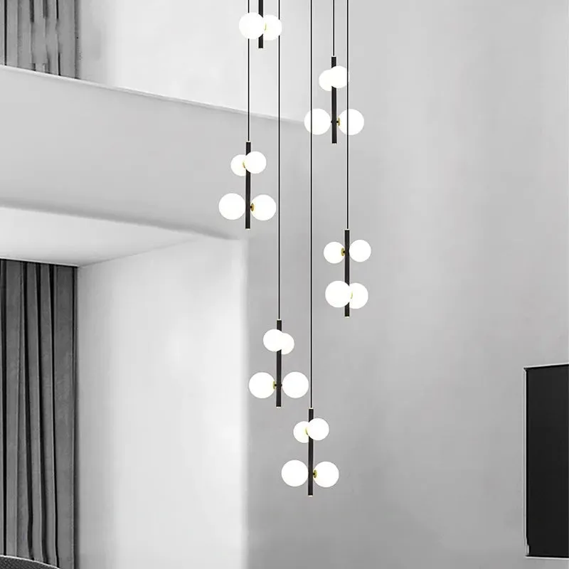 Opal Globe Staircase Pendant Light — Seus Lighting LED Pendant Lights  2800K