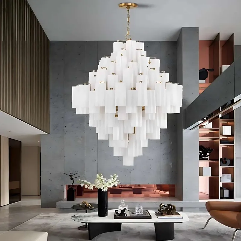 Arcdeco Large Glass Chandelier — Seus Lighting LED Pendant Lights  