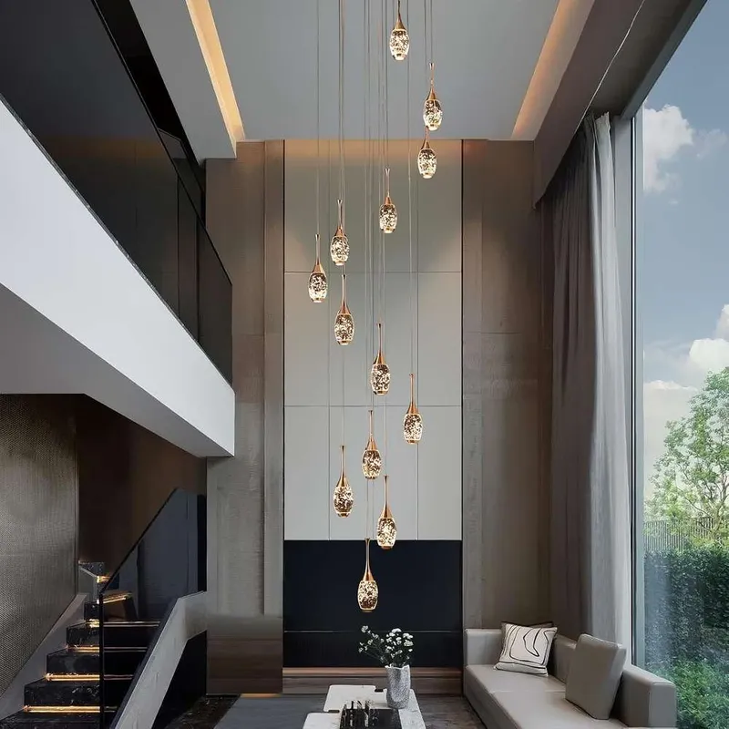Setya Long Drop Crystal Chandelier — Seus Lighting LED Pendant Lights  3000K