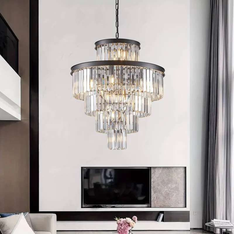 Taya Small Crystal Entryway Chandelier — Seus Lighting LED Pendant Lights  