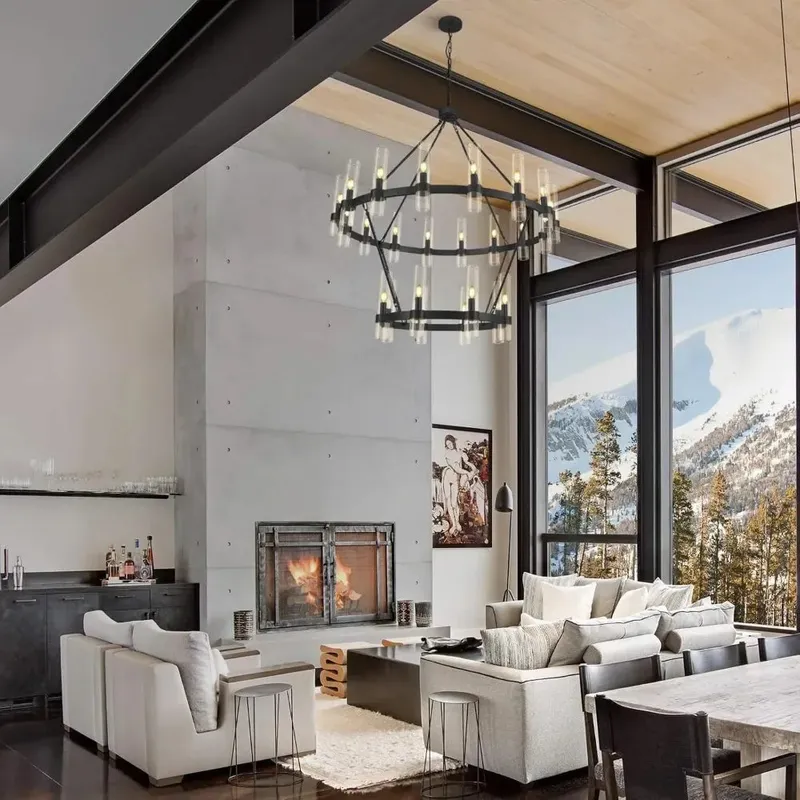 Binna Double Wagon Wheel Chandelier — Seus Lighting LED Pendant Lights  