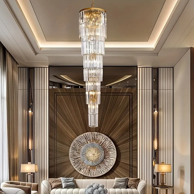 Oly Crystal Staircase Chandelier — Seus Lighting LED Pendant Lights  