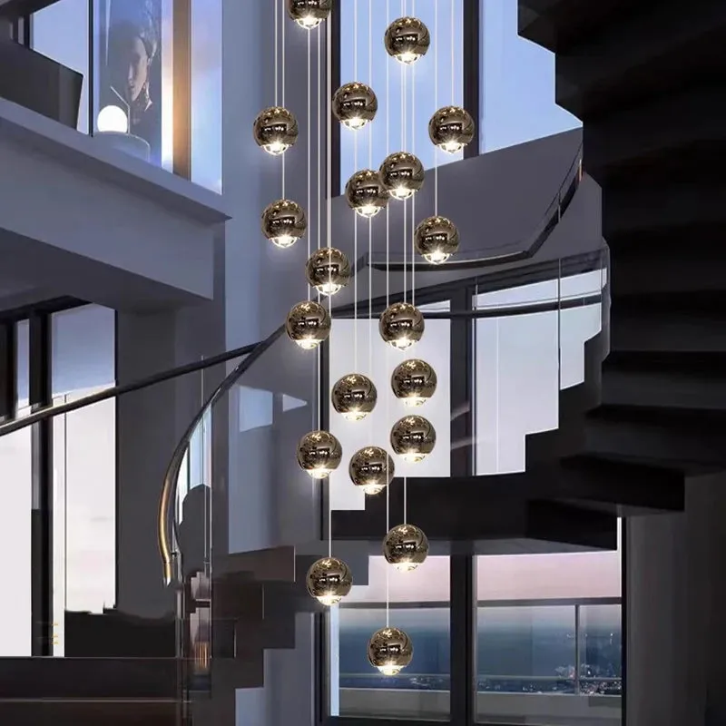 Hera Modern Bubble Staircase Chandelier — Seus Lighting LED Pendant Lights  3000K