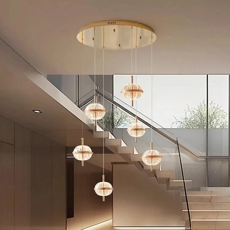 Bliss Traditional Staircase Chandelier — Seus Lighting LED Pendant Lights  3000K