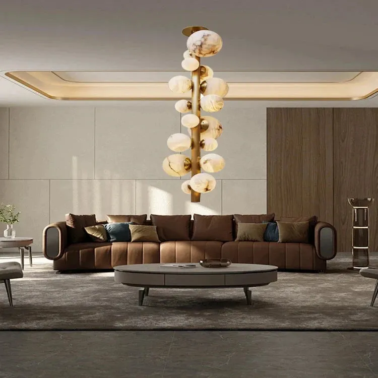 Leila Modern Marble Ball Vertical Liner Chandelier — Seus Lighting LED Pendant Lights  3000K