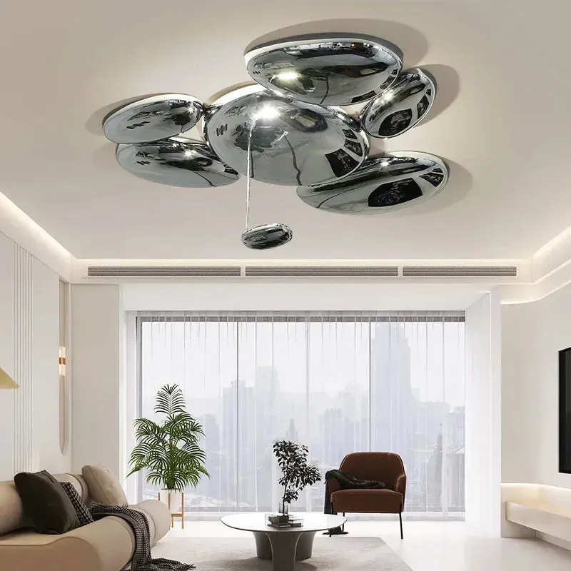 Amaris Modern Silver Flush Mount Chandelier — Seus Lighting LED Pendant Lights  3000K