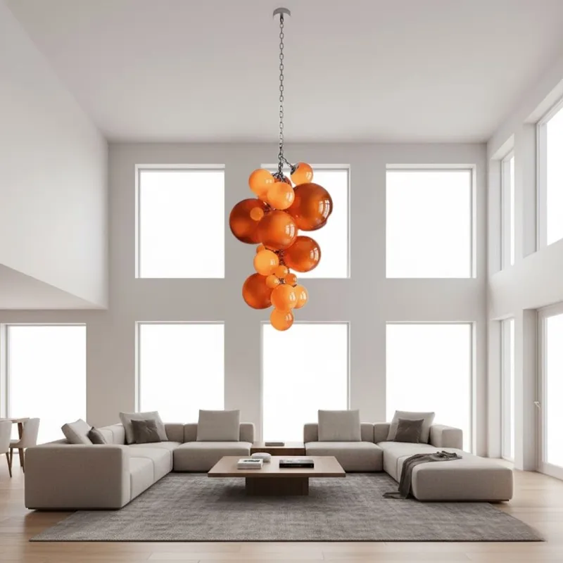 Vexo Modern Large Glass Bubble Chandelier — Seus Lighting LED Pendant Lights  3000K