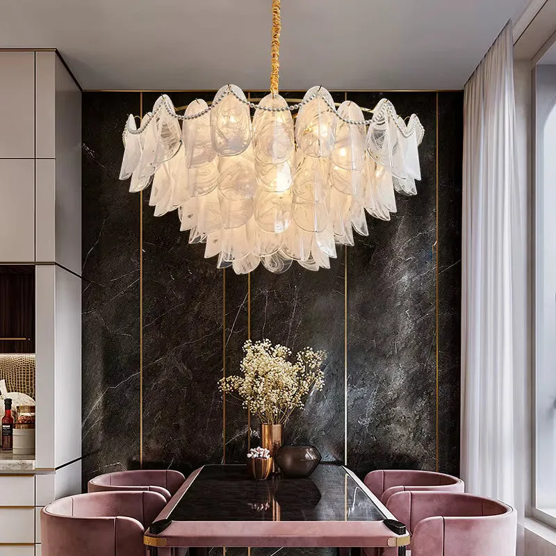 Sina 4 Tier Glass Pendant Chandelier — Seus Lighting LED Pendant Lights  3000K