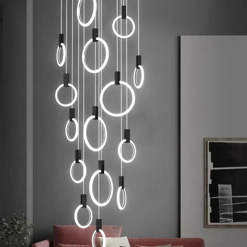 Jenne Modern Stairway Chandelier - Ceiling Light — Seus Lighting LED Pendant Lights  3000K