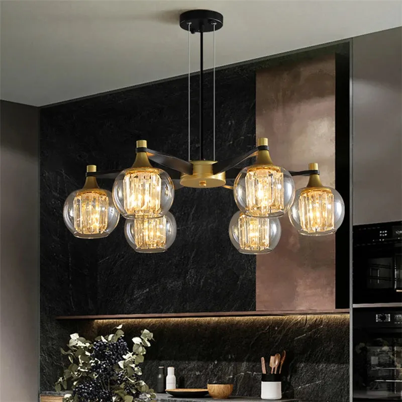 Tia Crystal Glass Globe Multi Light Chandelier — Seus Lighting LED Pendant Lights  