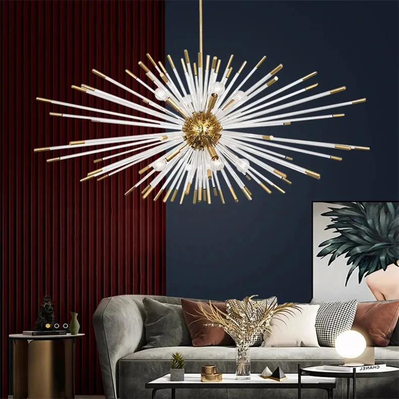 Sputnik Gold Glass Dandelion Chandelier — Seus Lighting LED Pendant Lights  3000K
