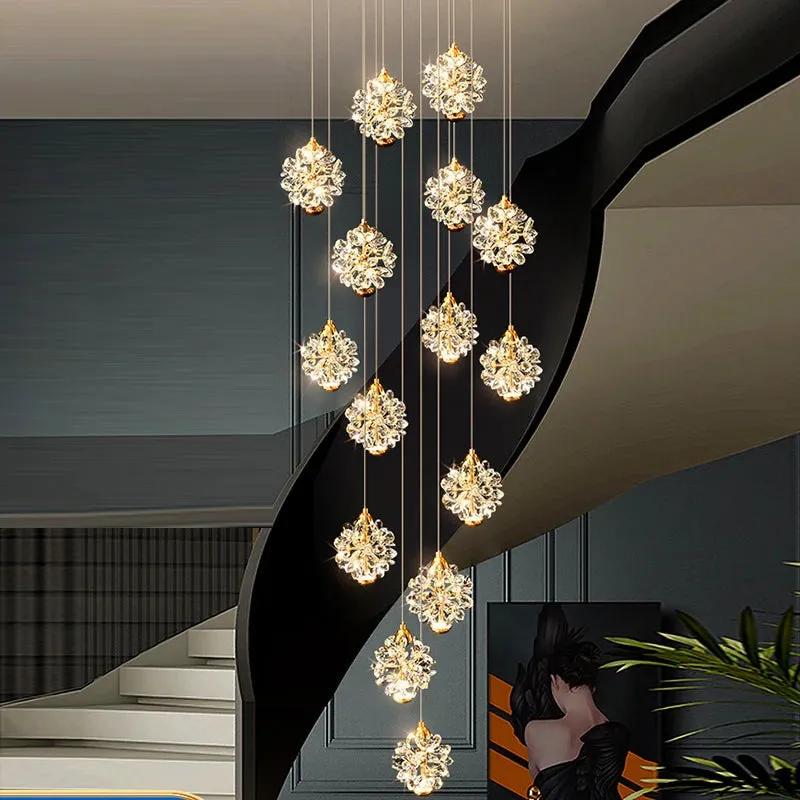 Crystal Modern Pendant Lighting for Stairs & Foyer — Seus Lighting LED Pendant Lights  2800K