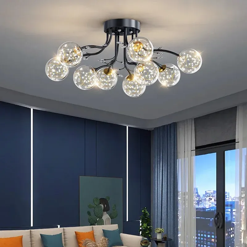 Anya Modern Bubble Glass Flush Mount Light — Seus Lighting LED Pendant Lights  3000K