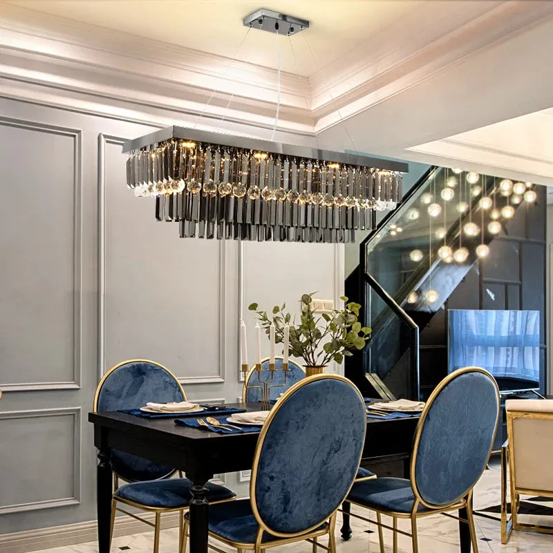 3 Tier Contemporary Rectangular Crystal Chandelier — Seus Lighting LED Pendant Lights  3000K