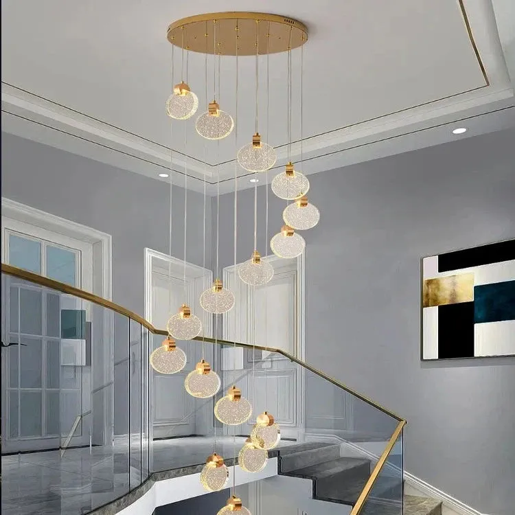 Contemporary LED Chandelier with Crystal Pendant — Seus Lighting LED Pendant Lights  3000K