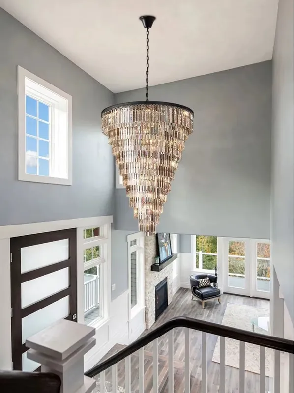 Luxury Tiered Crystal Chandelier for Foyer — Seus Lighting LED Pendant Lights  
