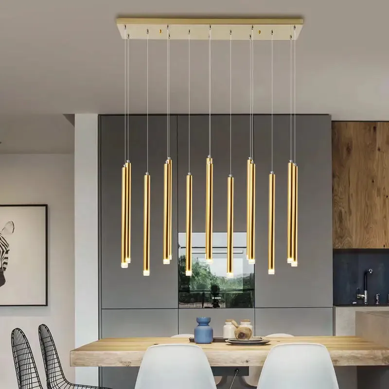 Modern Black & Gold Dining Room Ceiling Fixture — Seus Lighting LED Pendant Lights  3000K