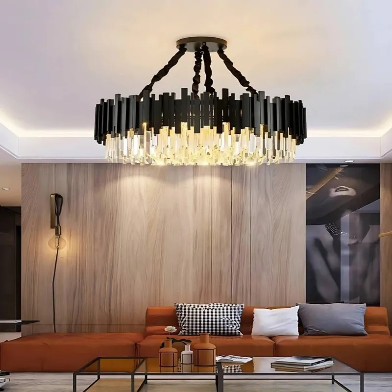 Zen Modern Gold Crystal Chandelier — Seus Lighting LED Pendant Lights  2700K