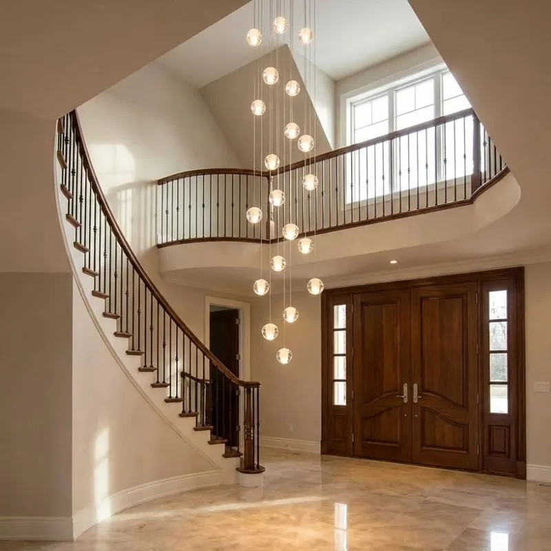 Modern Crystal Glass Bubble Chandelier for Foyer — Seus Lighting LED Pendant Lights  3000K