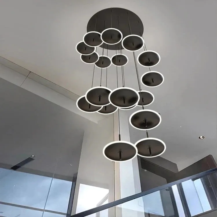 Spiral Round Scandinavian Chandelier for Staircase — Seus Lighting LED Pendant Lights  3000K
