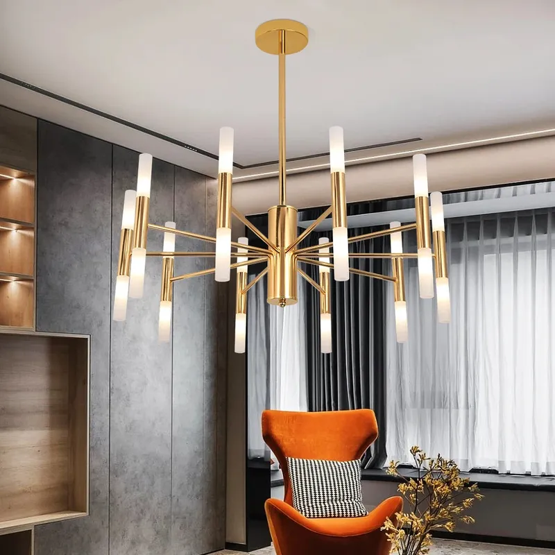 Alissa 20-Light Modern Golden Sputnik Chandelier — Seus Lighting LED Pendant Lights  