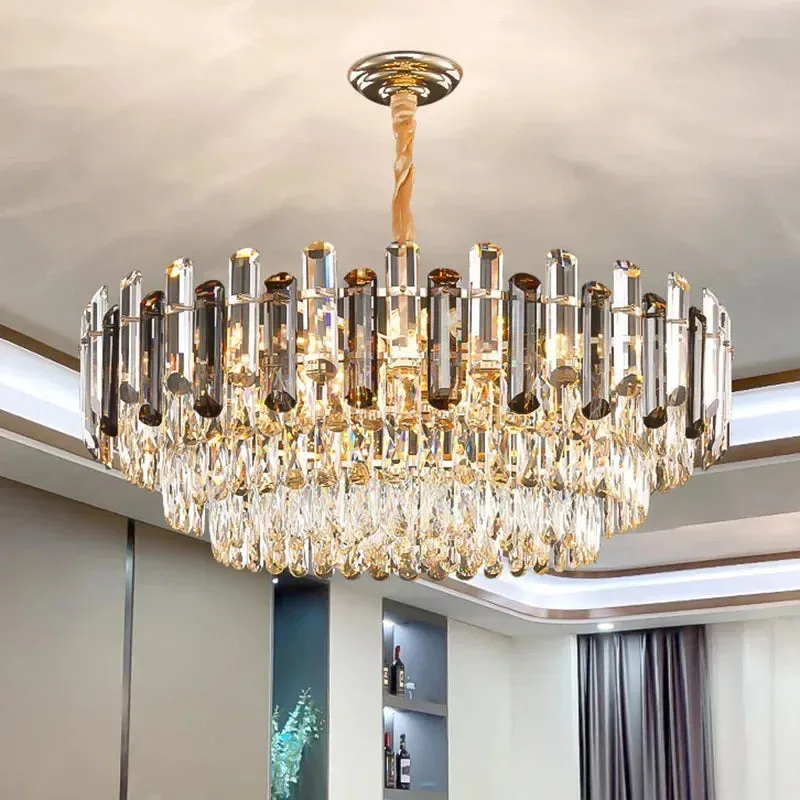 Tuna Luxury Modern Crystal Round Chandelier — Seus Lighting LED Pendant Lights  
