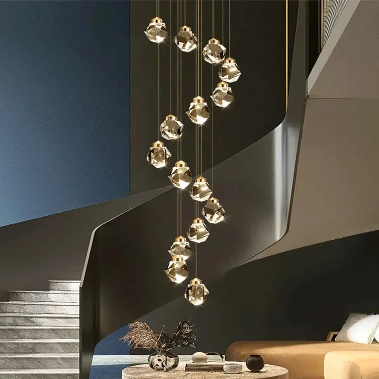 Crystal Modern Pendant Light for Staircase — Seus Lighting LED Pendant Lights  3000K