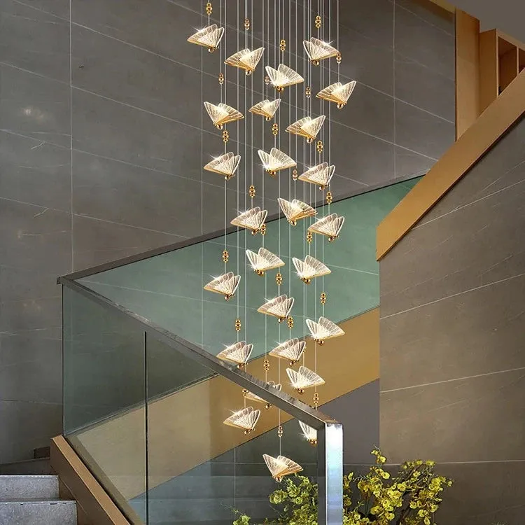 Gold Butterfly Led Chandelier for Staircase&Foyer&Living Room — Seus Lighting LED Pendant Lights  3000K