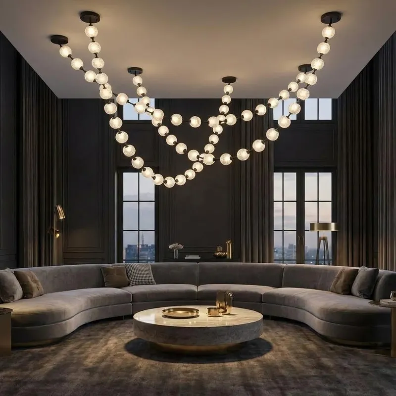 Esle Modern Pearl Necklace Chandelier — Seus Lighting LED Pendant Lights  3000K