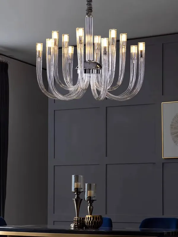 Sesi Mid Century Modern Glass Chandelier — Seus Lighting LED Pendant Lights  3000K