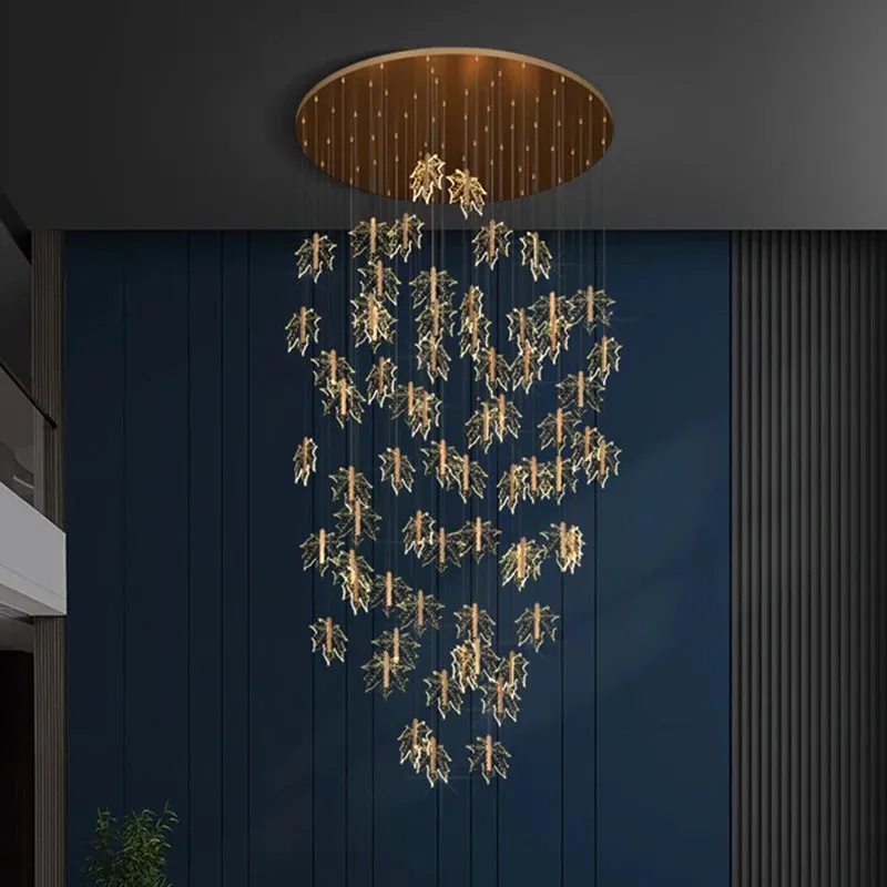 Bely Nordic Gold Long Stairwell Chandelier - Ceiling Light — Seus Lighting LED Pendant Lights  2800K