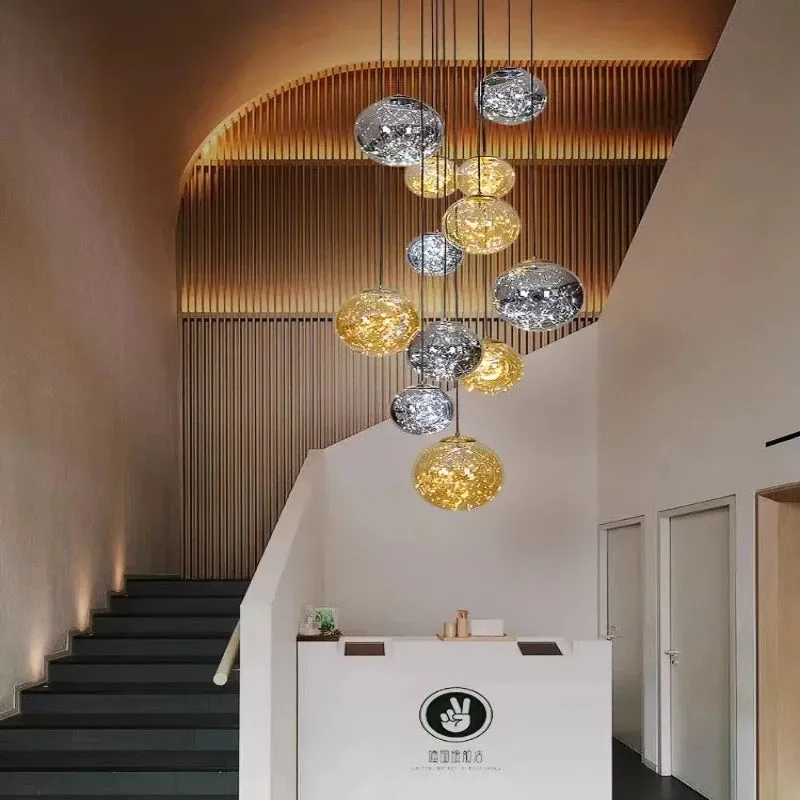 Ayla Bubble  Art Contemporary Stairwell Chandelier — Seus Lighting LED Pendant Lights  