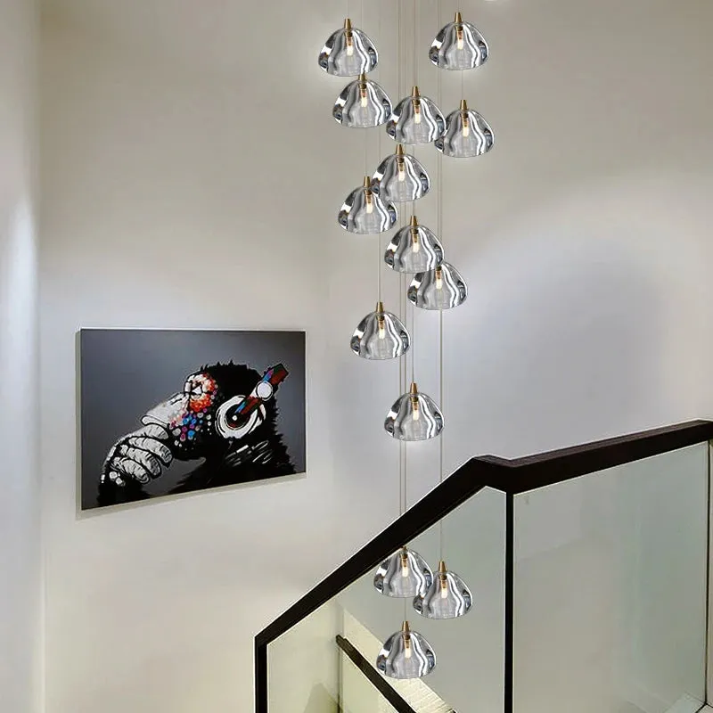 Clear Crystal Bubble Chandelier For High Ceiling Foyer — Seus Lighting LED Pendant Lights  3000K