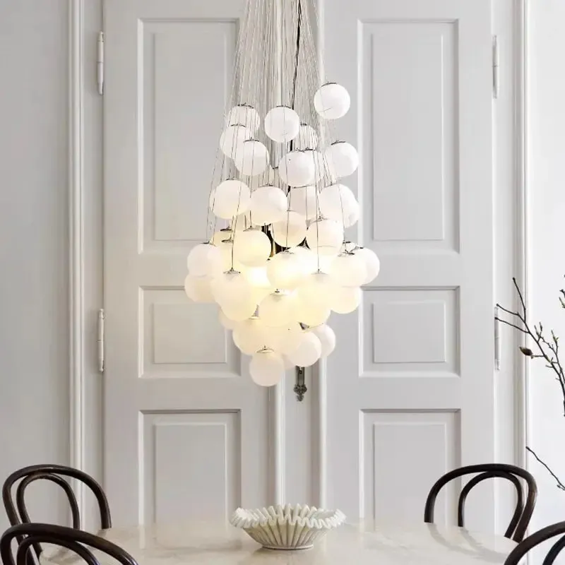 Indoor White Glass Bubble Pendant Ceiling Fixture — Seus Lighting LED Pendant Lights  3000K