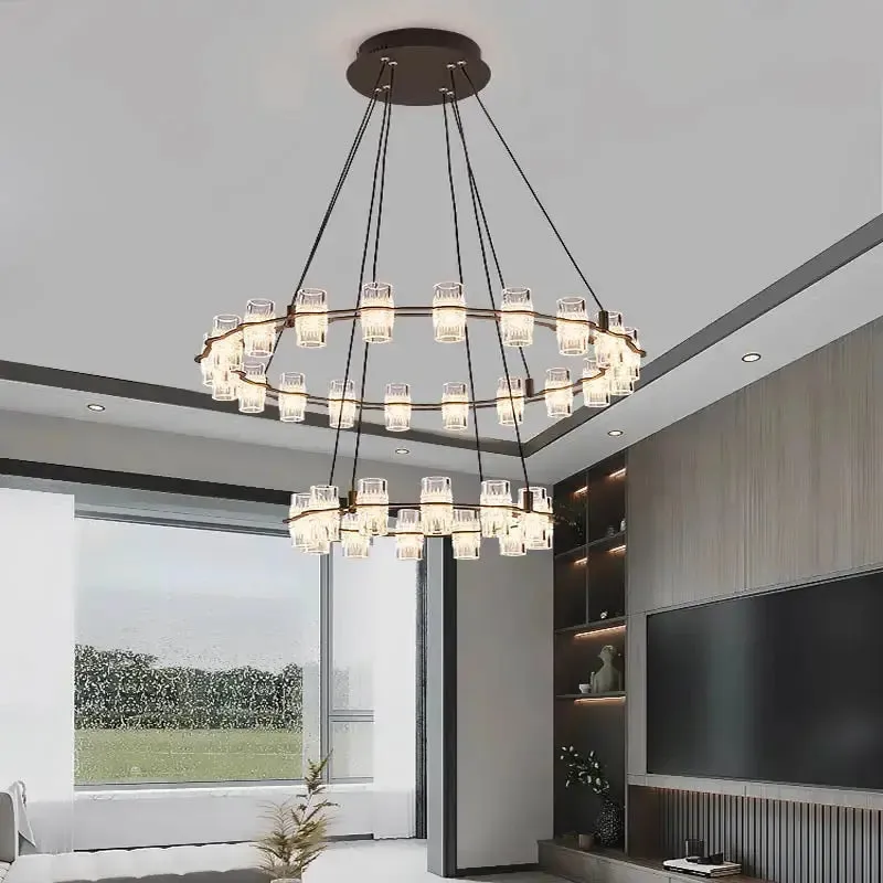 Misty 2-Layer Ring Modern Retro Chandelier — Seus Lighting LED Pendant Lights  3000K