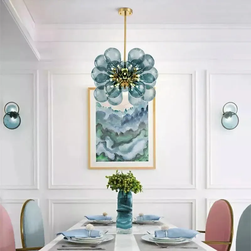 Glass Bubble Ceiling Light Pink & Blue & White — Seus Lighting LED Pendant Lights  3000K