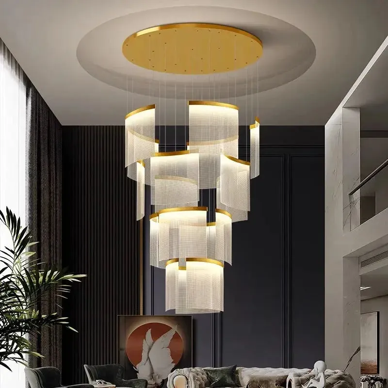 Nordic Ceiling Stair Chandelier Gold/Black — Seus Lighting LED Pendant Lights  3000K