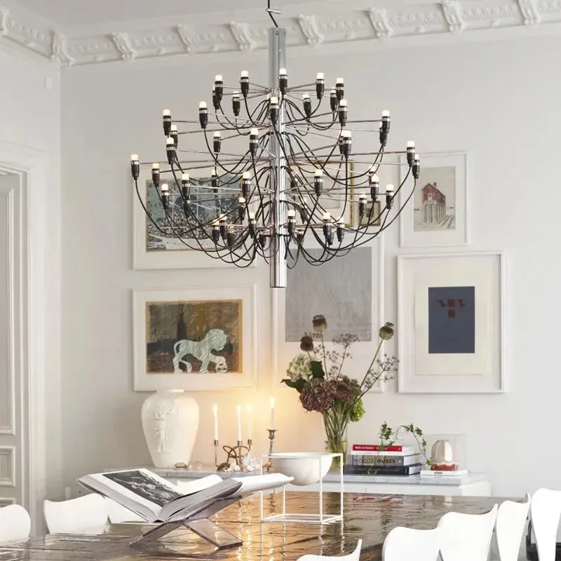 Gino Sarfatti Style Led Pendant Chandelier Black/Silver/Gold — Seus Lighting LED Pendant Lights  3000K