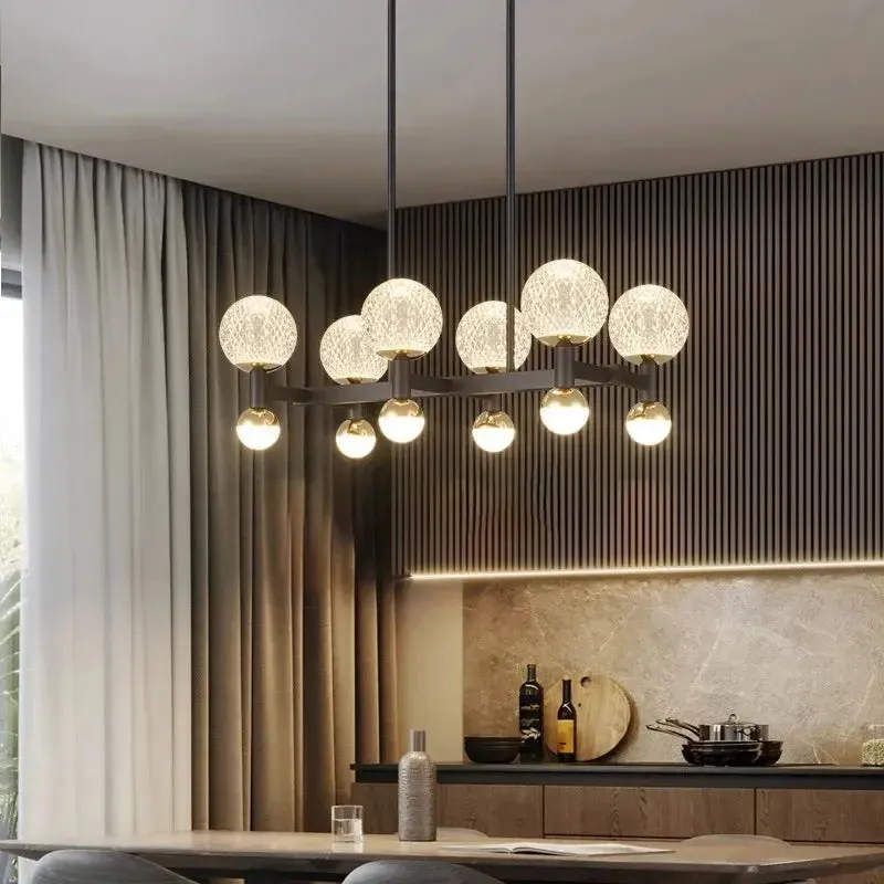 Modern Black Linear Dining Room Chandelier 12/16 Lights — Seus Lighting LED Linear Lights  2800K