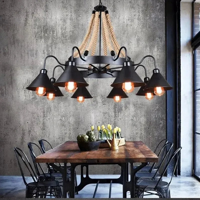 Laura 8 Heads Black Industrial Chandelier — Seus Lighting LED Pendant Lights  
