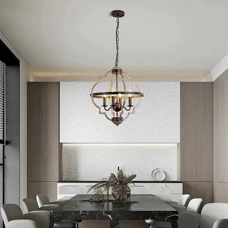 Rustic Metal Chandelier Lighting 4 Lights — Seus Lighting LED Pendant Lights  