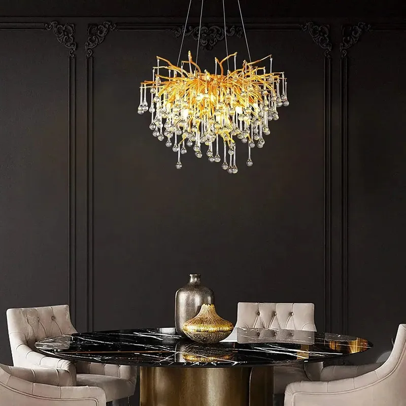 Semsem Clear Crystal Beaded Chandelier — Seus Lighting LED Pendant Lights  