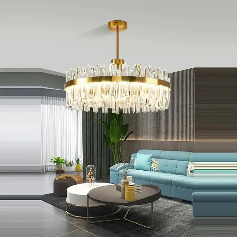 Cesi Foyer Crystal Chandelier Black/Silver/Gold Colours — Seus Lighting LED Pendant Lights  3000K